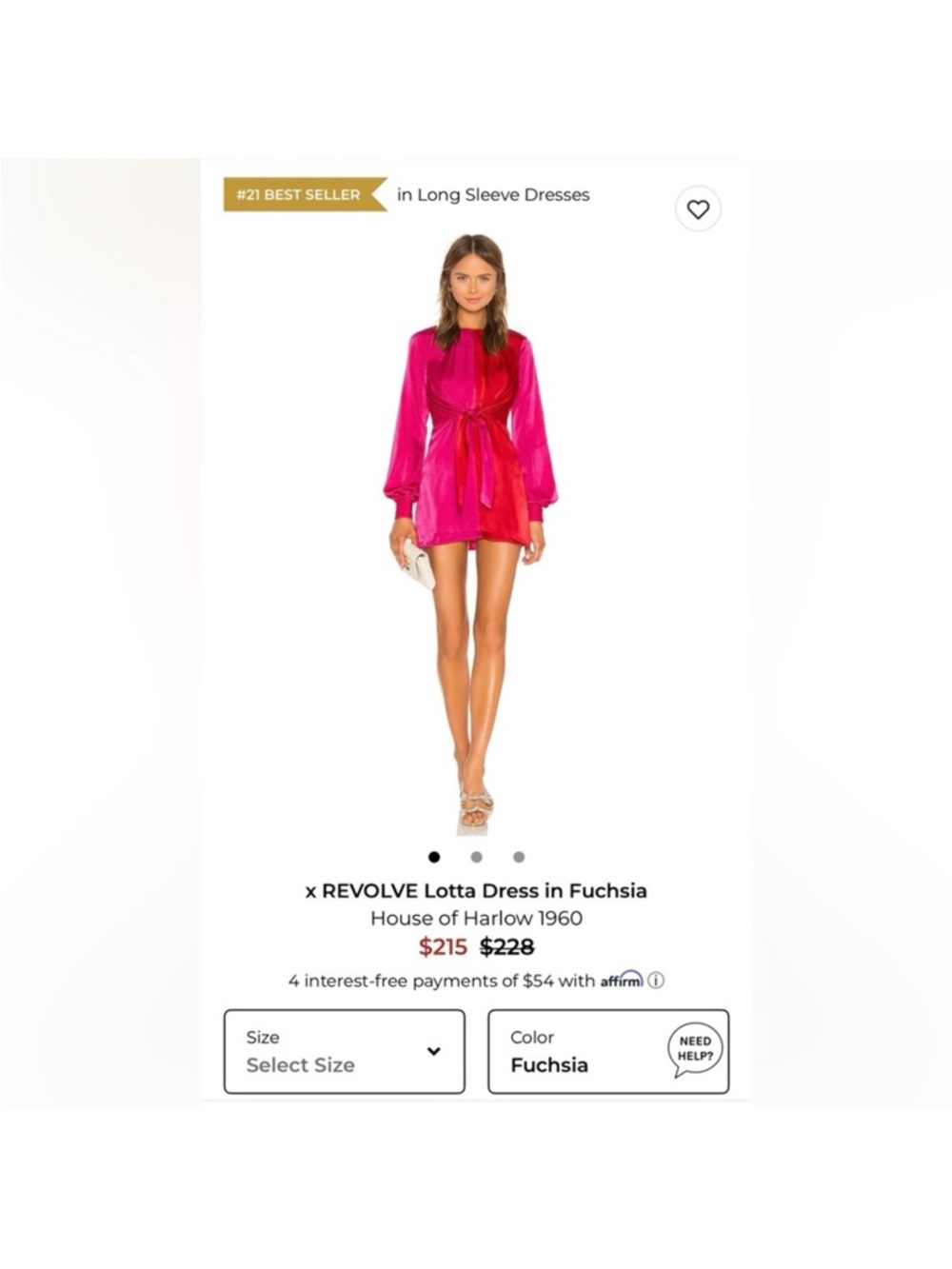 House of Harlow 1960 Red & Fuchsia Satin Dress
